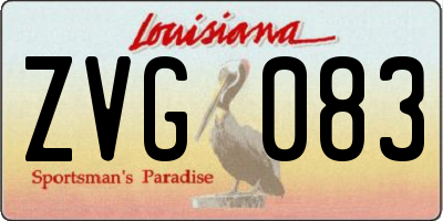 LA license plate ZVG083