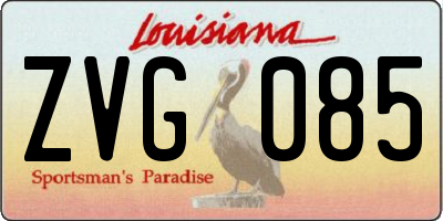 LA license plate ZVG085