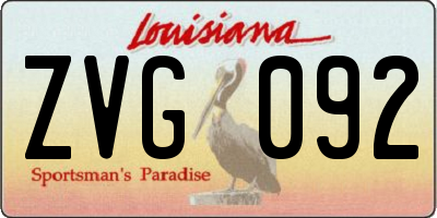 LA license plate ZVG092