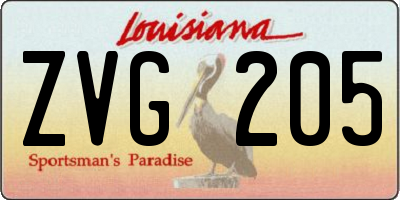 LA license plate ZVG205