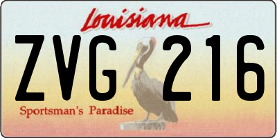 LA license plate ZVG216