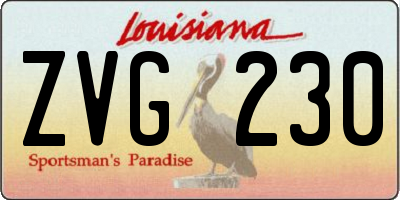 LA license plate ZVG230