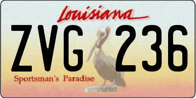 LA license plate ZVG236
