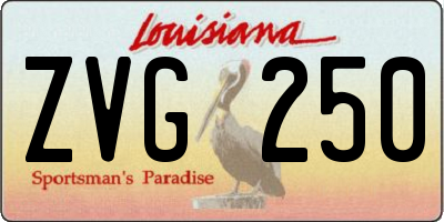 LA license plate ZVG250