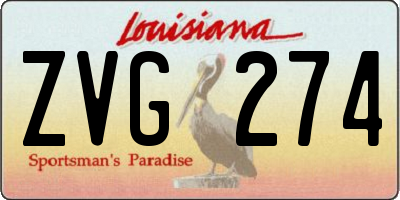 LA license plate ZVG274