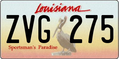 LA license plate ZVG275