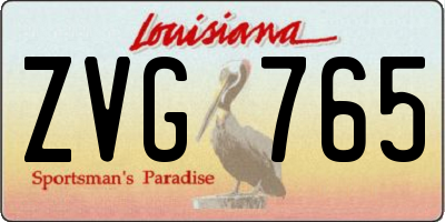 LA license plate ZVG765