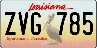 LA license plate ZVG785