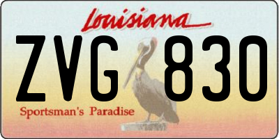 LA license plate ZVG830