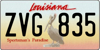 LA license plate ZVG835