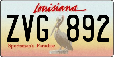 LA license plate ZVG892