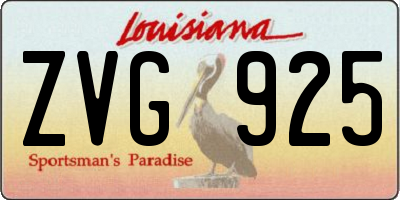 LA license plate ZVG925