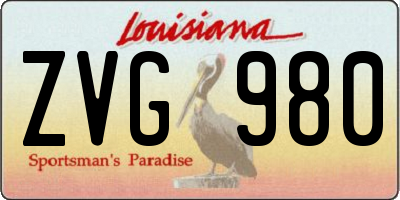 LA license plate ZVG980