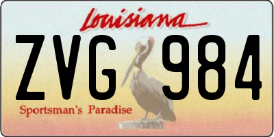 LA license plate ZVG984