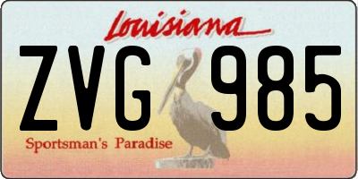 LA license plate ZVG985