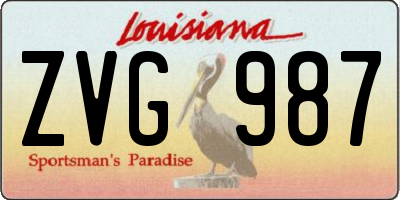 LA license plate ZVG987