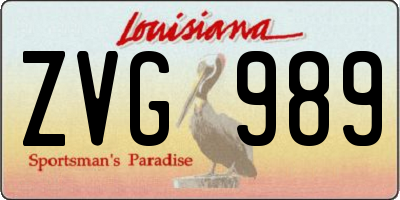 LA license plate ZVG989