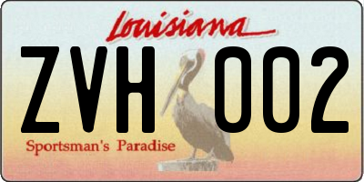 LA license plate ZVH002