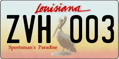 LA license plate ZVH003