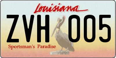 LA license plate ZVH005