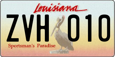 LA license plate ZVH010