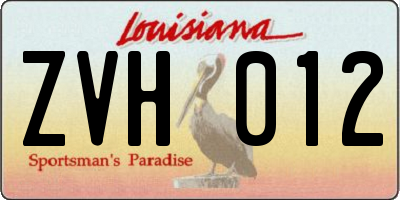 LA license plate ZVH012