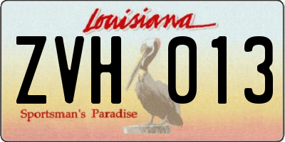 LA license plate ZVH013