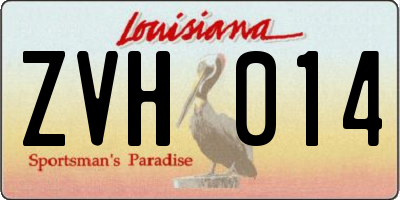 LA license plate ZVH014