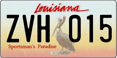 LA license plate ZVH015