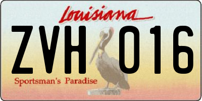 LA license plate ZVH016