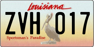 LA license plate ZVH017