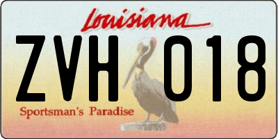 LA license plate ZVH018