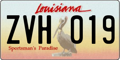 LA license plate ZVH019