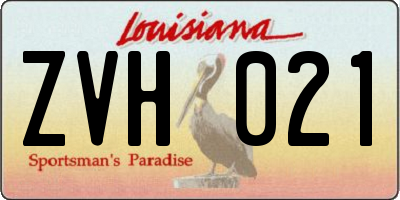 LA license plate ZVH021