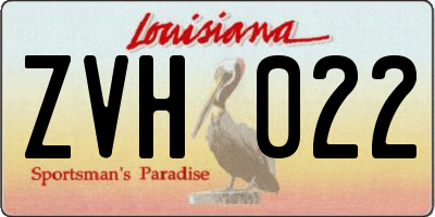 LA license plate ZVH022