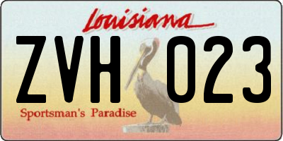 LA license plate ZVH023