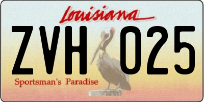 LA license plate ZVH025