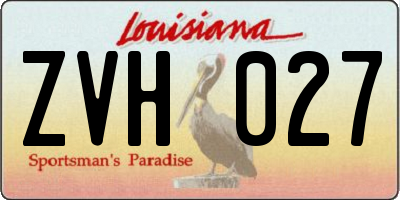 LA license plate ZVH027