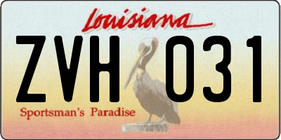 LA license plate ZVH031