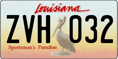 LA license plate ZVH032