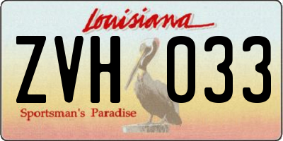 LA license plate ZVH033