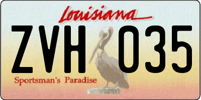 LA license plate ZVH035