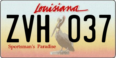 LA license plate ZVH037