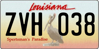 LA license plate ZVH038