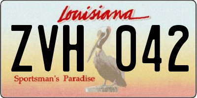 LA license plate ZVH042