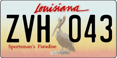 LA license plate ZVH043