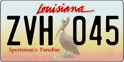 LA license plate ZVH045