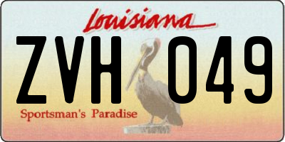 LA license plate ZVH049