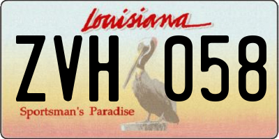 LA license plate ZVH058