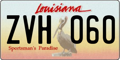 LA license plate ZVH060